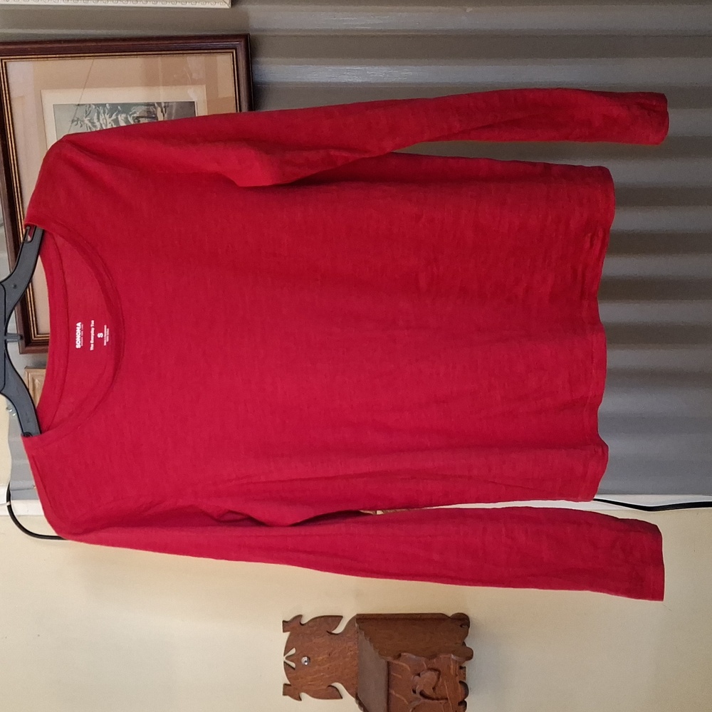 Like New Women's Long Sleeve Size Small All Cotton Red Sonoma (Kohls) tshirt